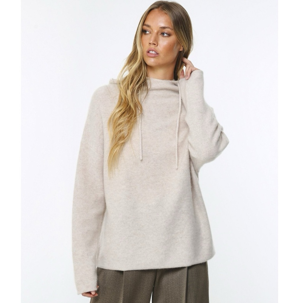 Vince 100% cashmere beige women’s hoodie sweater SMALL